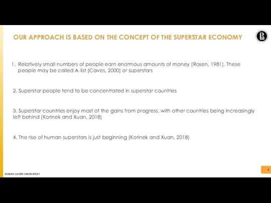 OUR APPROACH IS BASED ON THE CONCEPT OF THE SUPERSTAR ECONOMY Relatively