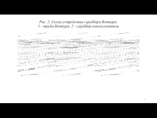 Рис. 2. Схема устройства скруббера Вентури: 1 - труба Вентури; 2 - скруббер-каплеуловитель