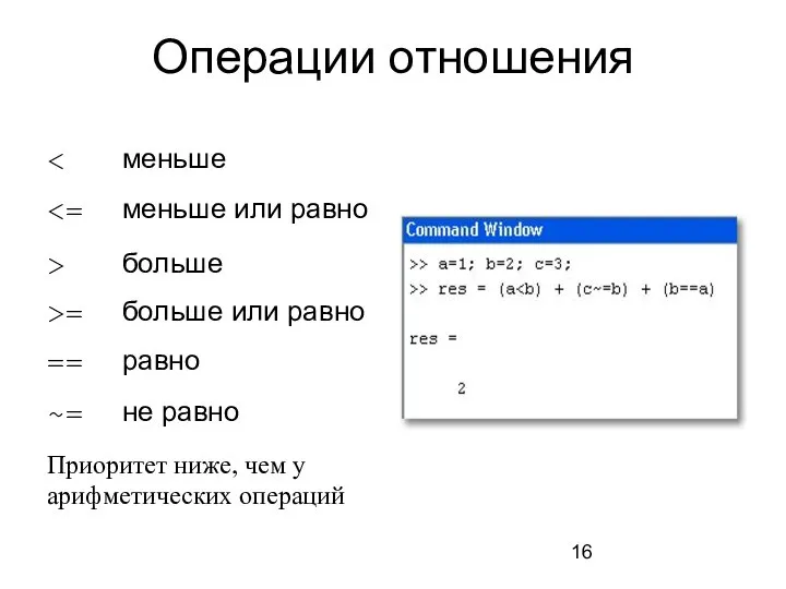 Операции отношения