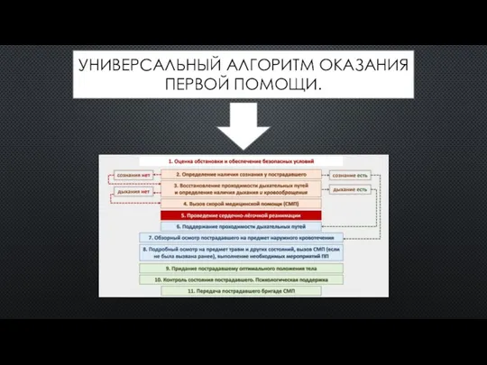 УНИВЕРСАЛЬНЫЙ АЛГОРИТМ ОКАЗАНИЯ ПЕРВОЙ ПОМОЩИ.