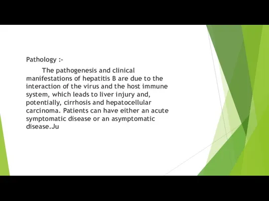 Pathology :- The pathogenesis and clinical manifestations of hepatitis B are due