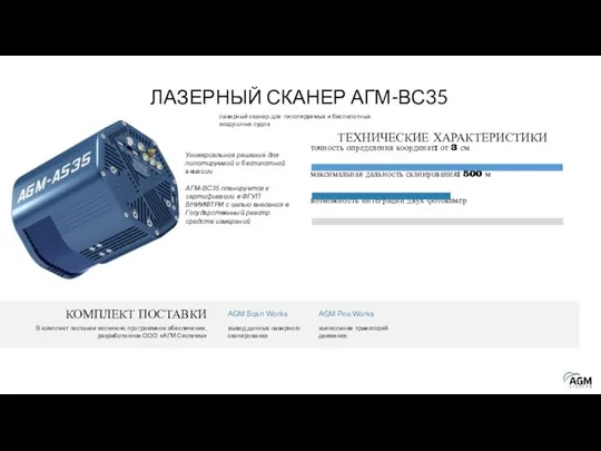 ЛАЗЕРНЫЙ СКАНЕР АГМ-ВС35 лазерный сканер для пилотируемых и беспилотных воздушных судов ТЕХНИЧЕСКИЕ