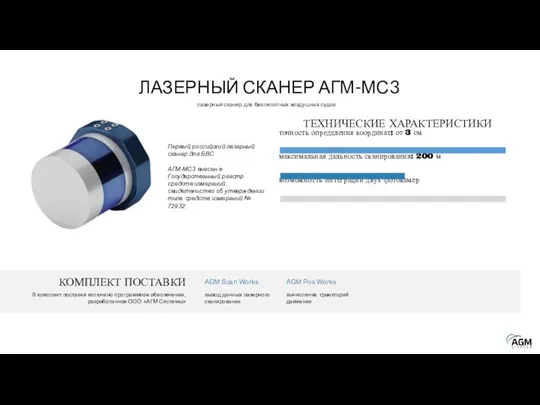 ЛАЗЕРНЫЙ СКАНЕР АГМ-МС3 лазерный сканер для беспилотных воздушных судов Первый российский лазерный