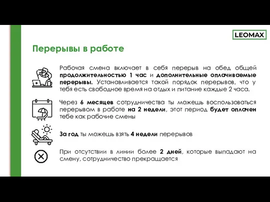 Перерывы в работе При отсутствии в линии более 2 дней, которые выпадают