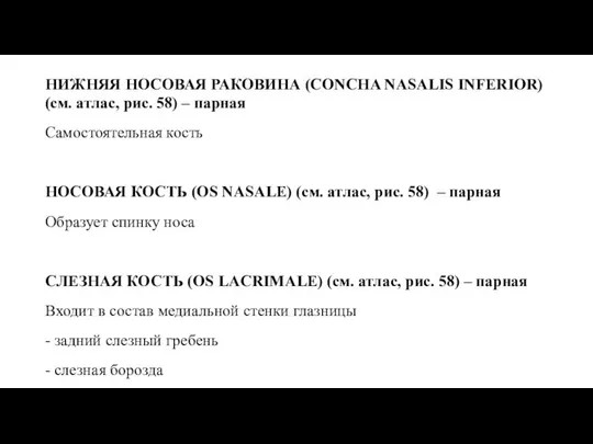 НИЖНЯЯ НОСОВАЯ РАКОВИНА (CONCHA NASALIS INFERIOR) (см. атлас, рис. 58) – парная