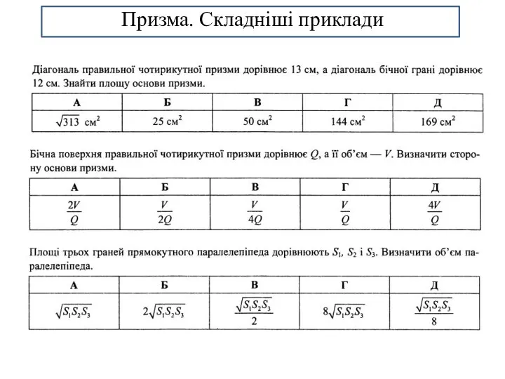 Призма. Складніші приклади