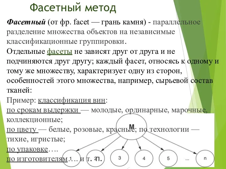 Фасетный метод Фасетный (от фр. facet — грань камня) - параллельное разделение