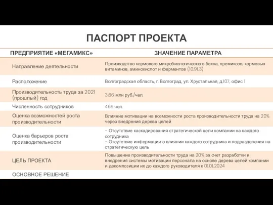 ПАСПОРТ ПРОЕКТА