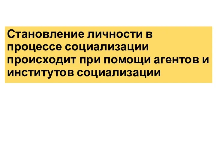 Становление личности в процессе социализации происходит при помощи агентов и институтов социализации