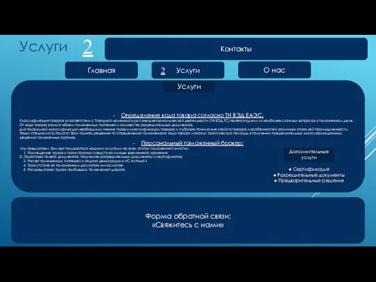 Главная Услуги О нас Форма обратной связи: «Свяжитесь с нами» 2 Услуги