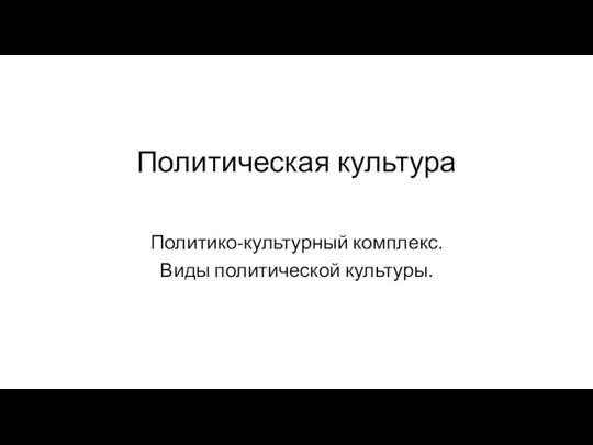 Политико-культурный комплекс. Виды политической культуры