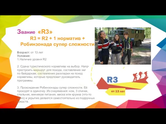 Звание «R3» R3 = R2 + 1 норматив + Робинзонада супер сложности