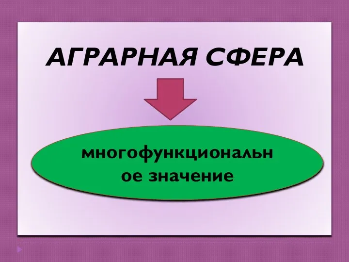 АГРАРНАЯ СФЕРА многофункциональное значение