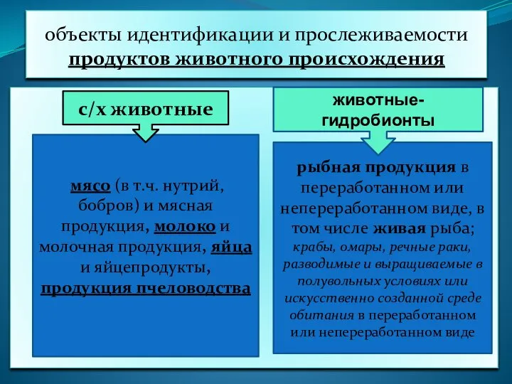 объекты идентификации и прослеживаемости продуктов животного происхождения мясо (в т.ч. нутрий, бобров)