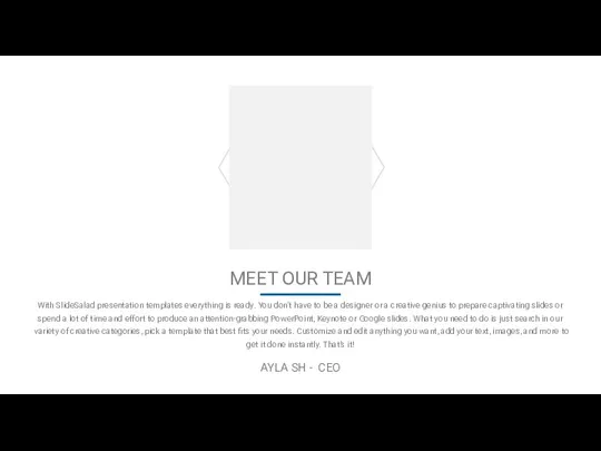 MEET OUR TEAM With SlideSalad presentation templates everything is ready. You don’t