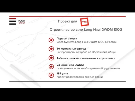 Проект для Строительство сети Long-Haul DWDM 100G Первый запуск Cisco Systems Long-Haul