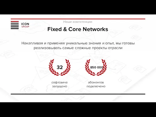 Наши компетенции Fixed & Core Networks Накапливая и применяя уникальные знания и