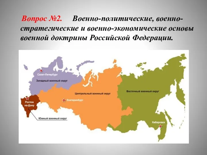 Вопрос №2. Военно-политические, военно-стратегические и военно-экономические основы военной доктрины Российской Федерации.