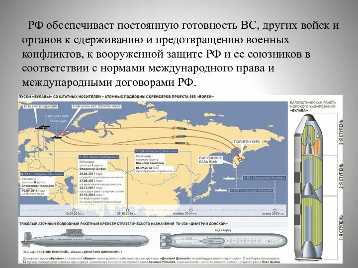 РФ обеспечивает постоянную готовность ВС, других войск и органов к сдерживанию и