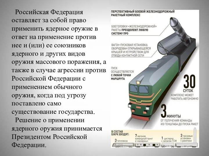 Российская Федерация оставляет за собой право применить ядерное оружие в ответ на