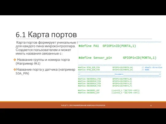 Карта портов формирует уникальные ID для каждого пина микроконтроллера. Создается пользователем и