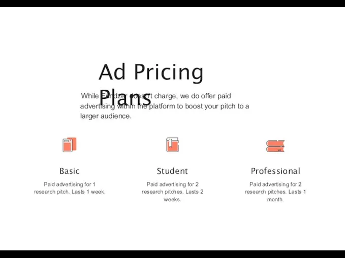 Ad Pricing Plans While Fundzer doesn't charge, we do offer paid advertising