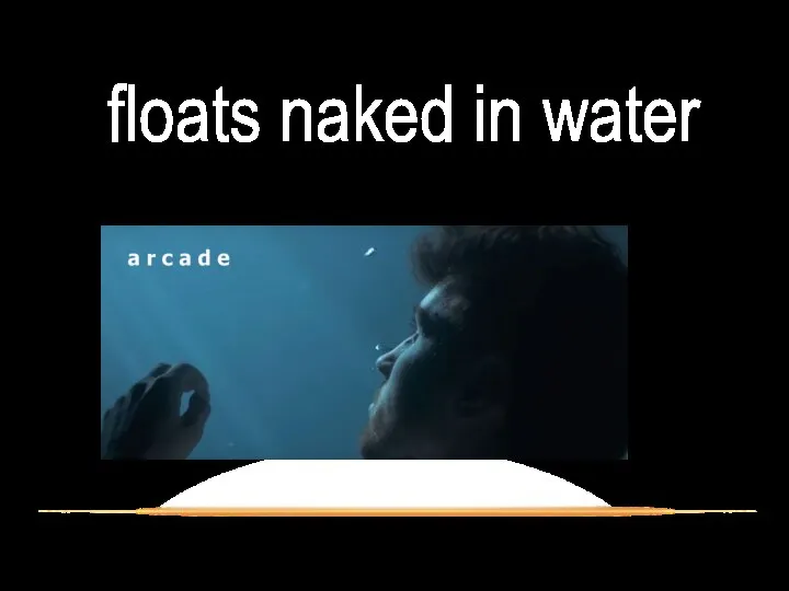 floats naked in water