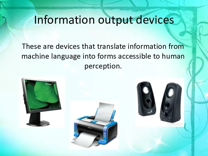 Information output devices These are devices that translate information from machine language