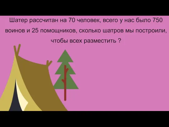 Шатер рассчитан на 70 человек, всего у нас было 750 воинов и