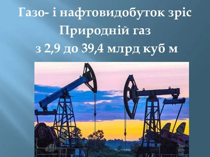 Газо- і нафтовидобуток зріс Природній газ з 2,9 до 39,4 млрд куб м