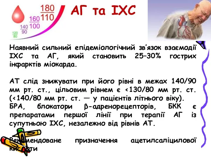 АГ та ІХС Наявний сильний епідеміологічний зв’язок взаємодії ІХС та АГ, який