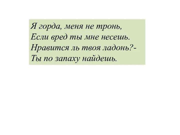 Я горда, меня не тронь, Если вред ты мне несешь. Нравится ль