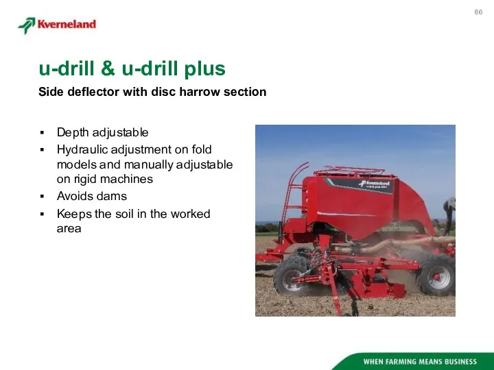 Depth adjustable Hydraulic adjustment on fold models and manually adjustable on rigid