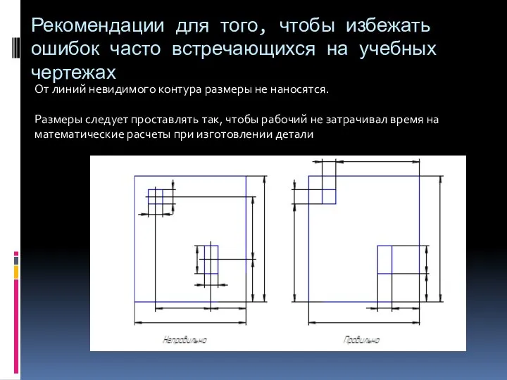 Рекомендации для того, чтобы избежать ошибок часто встречающихся на учебных чертежах От