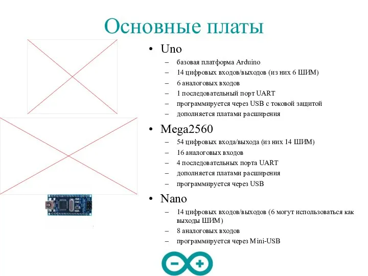 Основные платы Uno базовая платформа Arduino 14 цифровых входов/выходов (из них 6