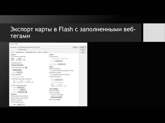 Экспорт карты в Flash с заполненными веб-тегами