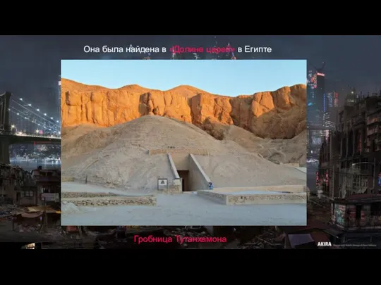 Она была найдена в «Долине царей» в Египте Гробница Тутанхамона