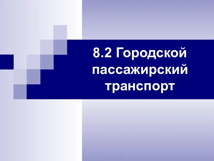 8.2 Городской пассажирский транспорт