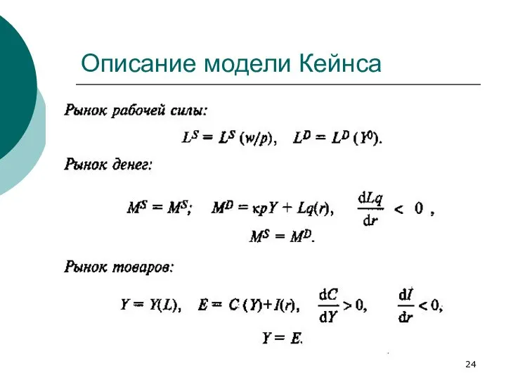 Описание модели Кейнса