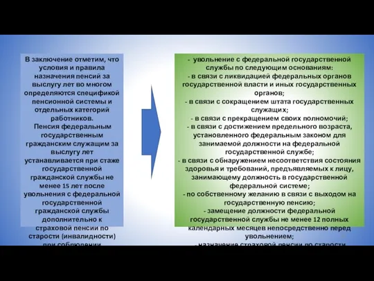 В заключение отметим, что условия и правила назначения пенсий за выслугу лет