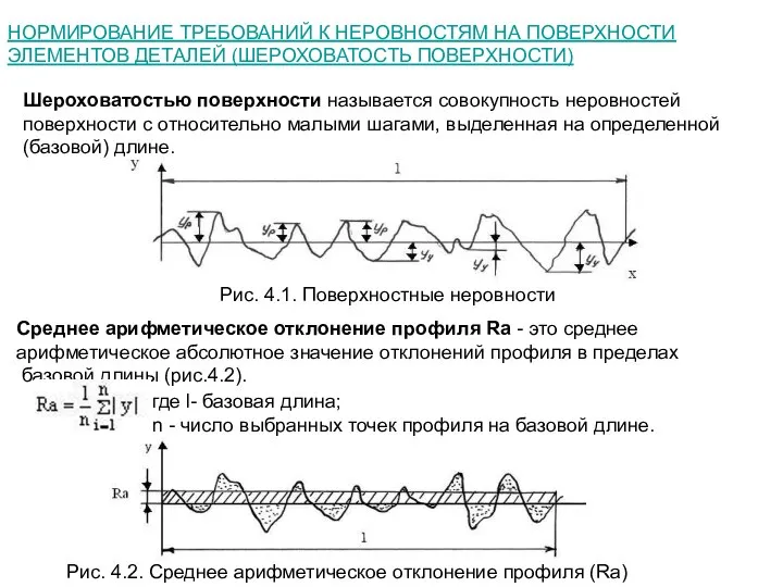 НОРМИРОВАНИЕ ТРЕБОВАНИЙ К НЕРОВНОСТЯМ НА ПОВЕРХНОСТИ ЭЛЕМЕНТОВ ДЕТАЛЕЙ (ШЕРОХОВАТОСТЬ ПОВЕРХНОСТИ) Шероховатостью поверхности