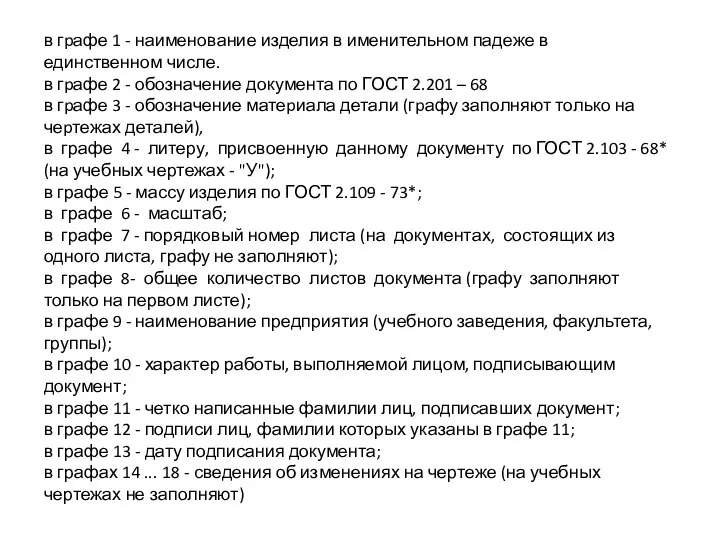 в гpафе 1 - наименование изделия в именительном падеже в единственном числе.