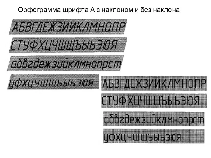 Орфограмма шрифта А с наклоном и без наклона