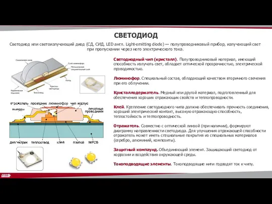 СВЕТОДИОД Светодиод или светоизлучающий диод (СД, СИД, LED англ. Light-emitting diode) —