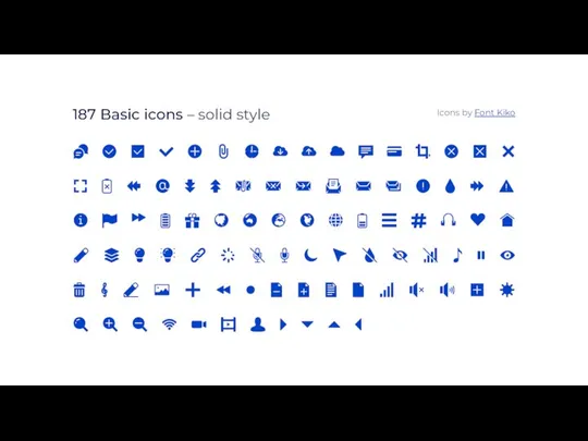 Icons by Font Kiko 187 Basic icons – solid style