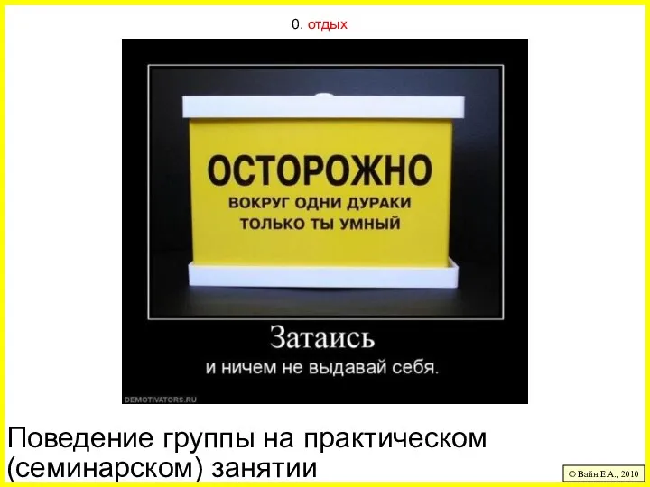 0. отдых Поведение группы на практическом (семинарском) занятии © Вайн Е.А., 2010