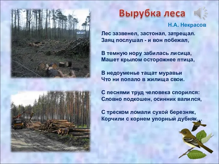 Лес зазвенел, застонал, затрещал. Заяц послушал - и вон побежал, В темную