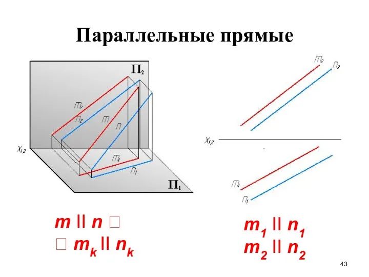 Параллельные прямые m II n   mk II nk m1 II n1 m2 II n2