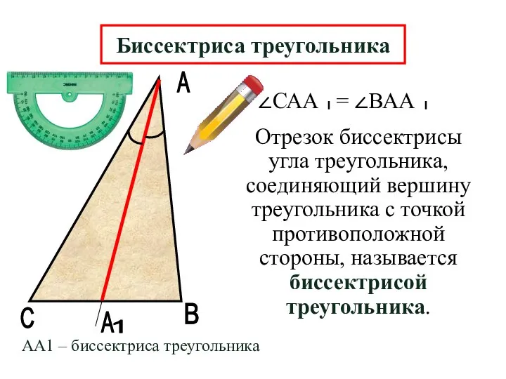 А В А Отрезок биссектрисы угла треугольника, соединяющий вершину треугольника с точкой