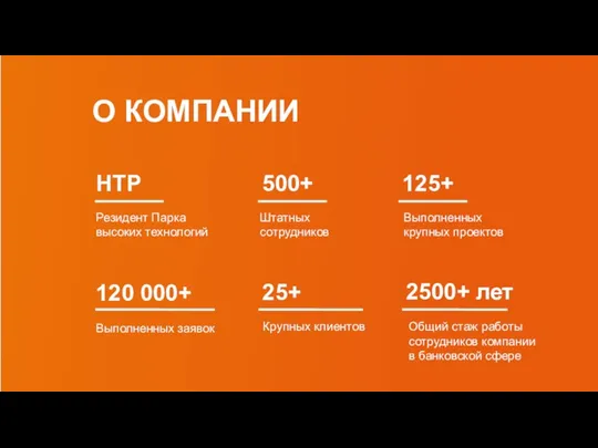 HTP Резидент Парка высоких технологий 500+ Штатных сотрудников 125+ Выполненных крупных проектов